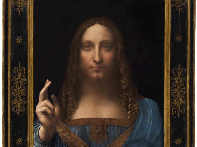 "Salvator Mundi," an ethereal portrait of Jesus Christ which dates to about 1500, the last privately owned Leonardo da Vinci painting, is on display for the media at Christie's auction in New York, NY, U.S., October 10, 2017