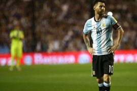 Soccer Football - 2018 World Cup Qualifications - South America - Argentina v Peru - La Bombonera stadium, Buenos Aires, Argentina - October 5, 2017. Lionel Messi of Argentina reacts. REUTERS/Agustin Marcarian
