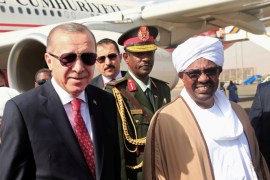 Sudan’s President Omar al-Bashir welcomes Turkey's President Tayyip Erdogan at Khartoum Airport, Sudan December 24, 2017. REUTERS/Mohamed Nureldin Abdallah TPX IMAGES OF THE DAY