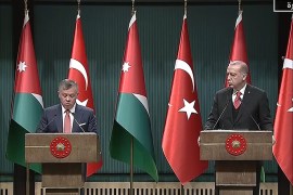مؤتمر صحفي للرئيس التركي رجب طيب أردوغان ونظيرة الأردني الملك عبد الله