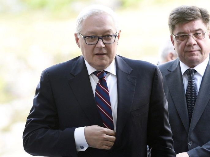 Deputy Foreign Minister of the Russian Federation Sergei Ryabkov and Ambassador of Russian Federation Pavel Kuznetsov arrive to meeting with President of Finland Sauli Niinisto at the President's Official Residence Mantyniemi, Helsinki, Finland September 12, 2017. Lehtikuva/Martti Kainulainen/via REUTERS ATTENTION EDITORS - THIS IMAGE WAS PROVIDED BY A THIRD PARTY. FINLAND OUT.