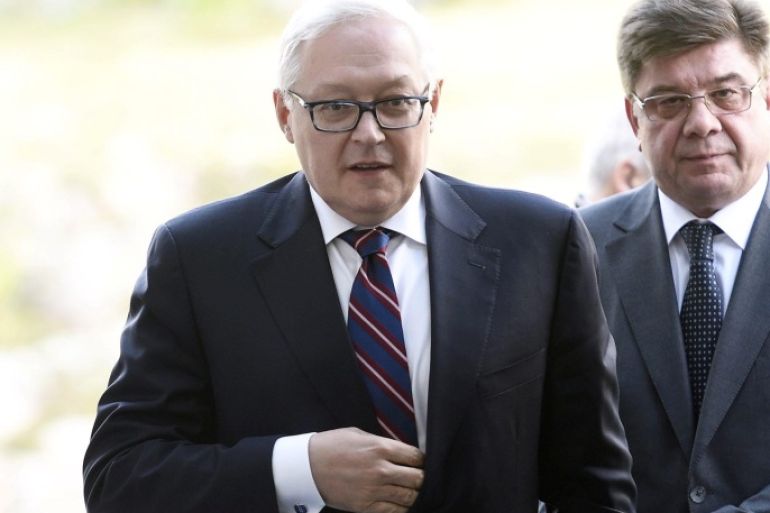 Deputy Foreign Minister of the Russian Federation Sergei Ryabkov and Ambassador of Russian Federation Pavel Kuznetsov arrive to meeting with President of Finland Sauli Niinisto at the President's Official Residence Mantyniemi, Helsinki, Finland September 12, 2017. Lehtikuva/Martti Kainulainen/via REUTERS ATTENTION EDITORS - THIS IMAGE WAS PROVIDED BY A THIRD PARTY. FINLAND OUT.