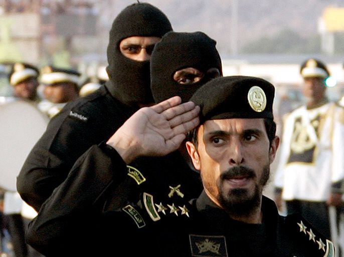 Saudi Arabia security forces parade 9n mount Arafat