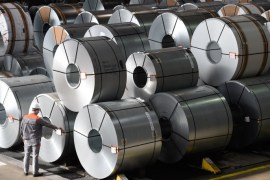 Steel rolls are pictured at the plant of German steel company Salzgitter AG in Salzgitter, Lower Saxony on March 3, 2016. REUTERS/Fabian Bimmer