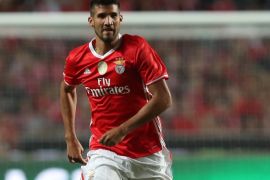 LISBON, PORTUGAL - AUGUST 21: Benfica's Argentinian defender Lisandro Lopez during the match between SL Benfica and Vitoria Setubal FC for the Portuguese Primeira Liga at Estadio da Luz on August 21, 2016 in Lisbon, Portugal. (Photo by Carlos Rodrigues/Getty Images)