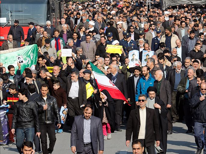 epa06418301 Iranian attend a pro-government demonstration after the Friday prayer ceremony at the Imam Khomeini mosque in Tehran, Iran, 05 January 2018. Media reported that the leader of the Prayer Ayatollah Ahmad Khatami called the demonstrators 'enemies of Islam and Iran and there should be no mercy for them'. Reports added that after several days of ongoing anti-regime protests in Iran, the country's Islamic leadership had organized rallies nationwide, where thousands took to the streets to demonstrate their support for the regime. EPA-EFE/ABEDIN TAHERKENAREH