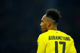 Soccer Football - Bundesliga - Borussia Dortmund vs Werder Bremen - Signal Iduna Park, Dortmund, Germany - December 9, 2017 Borussia Dortmund’s Pierre-Emerick Aubameyang REUTERS/Thilo Schmuelgen DFL RULES TO LIMIT THE ONLINE USAGE DURING MATCH TIME TO 15 PICTURES PER GAME. IMAGE SEQUENCES TO SIMULATE VIDEO IS NOT ALLOWED AT ANY TIME. FOR FURTHER QUERIES PLEASE CONTACT DFL DIRECTLY AT + 49 69 650050