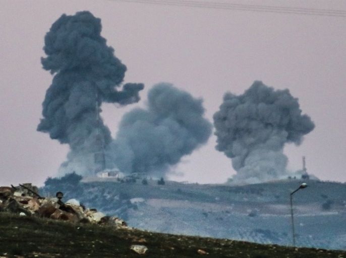 صورة لآثار القصف الجوي التركي على عفرين ومحيطها عند الحدود التركية السورية