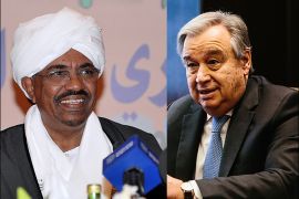 كومبو ل United Nations Secretary-General Antonio Guterres و resident of Sudan Omar Hassan Ahmed Al Bashir