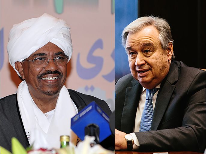 كومبو ل United Nations Secretary-General Antonio Guterres و resident of Sudan Omar Hassan Ahmed Al Bashir