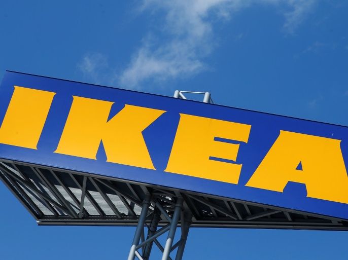 The logo of IKEA is seen above a store in Voesendorf, Austria, April 24, 2017. REUTERS/Heinz-Peter Bader