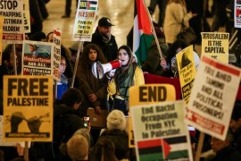People rally in support of detained Palestinian teen Ahed Tamimi during a demonstration in Grand Central Terminal in Manhattan, New York, U.S. January 5, 2018. REUTERS/Amr Alfiky