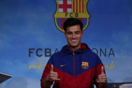 Soccer Football - FC Barcelona present new signing Philippe Coutinho - Auditorium 1899, Barcelona, Spain - January 7, 2018 FC Barcelona's new signing Philippe Coutinho during the presentation REUTERS/Albert Gea