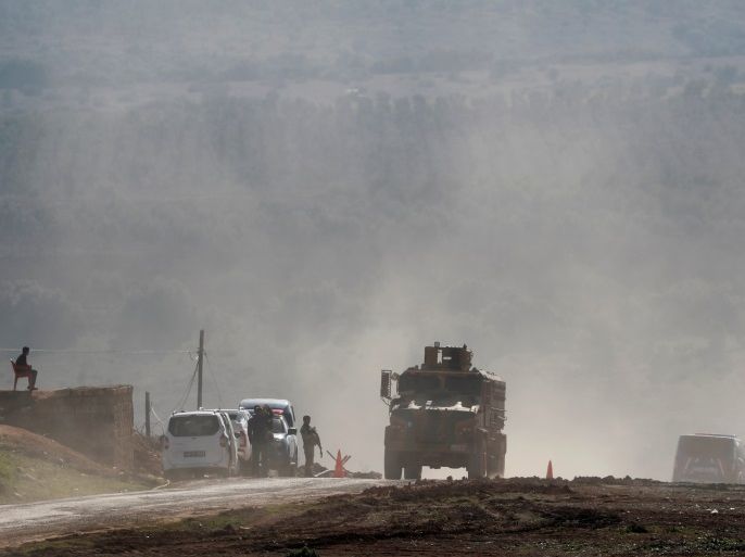 A Turkish Army vehicle leaves from a military post near the Turkish-Syrian border in Kilis province, Turkey January 31, 2018. REUTERS/Osman Orsal