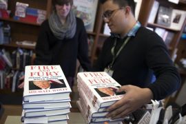 epa06418538 Presold copies of Michael Wolff's book 'Fire and Fury', the tell all about the Trump White House, are stacked at Politics and Prose book store in in Washington, DC, USA, 05 January 2018. This morning's release came four days early amid threats of lawsuits from President Trump and his legal team. EPA-EFE/SHAWN THEW