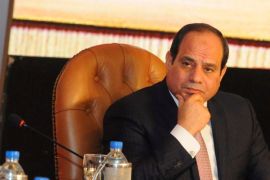 Egyptian President Abdel Fattah Al Sisi attends during the