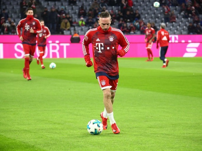 Soccer Football - Bundesliga - Bayern Munich vs FC Cologne - Allianz Arena, Munich, Germany - December 13, 2017 Bayern Munich's Franck Ribery during the warm up before the match REUTERS/Michael Dalder DFL RULES TO LIMIT THE ONLINE USAGE DURING MATCH TIME TO 15 PICTURES PER GAME. IMAGE SEQUENCES TO SIMULATE VIDEO IS NOT ALLOWED AT ANY TIME. FOR FURTHER QUERIES PLEASE CONTACT DFL DIRECTLY AT + 49 69 650050