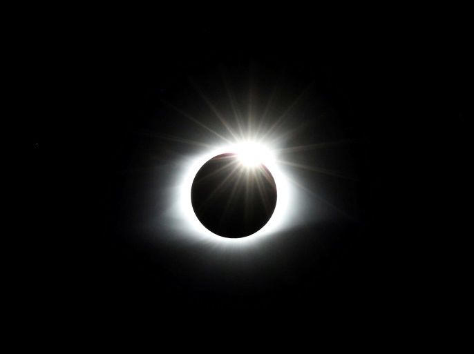 The solar eclipse creates the effect of a diamond ring at totality as seen from Clingmans Dome, which at 6,643 feet (2,025m) is the highest point in the Great Smoky Mountains National Park, Tennessee, U.S. August 21, 2017. Location coordinates for this image are 35º33'24
