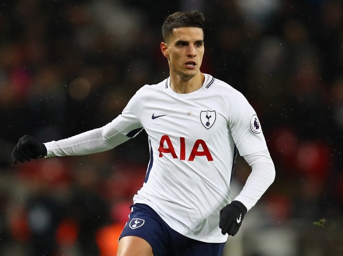 LONDON, ENGLAND - JANUARY 04: Erik Lamela of Spurs in action during the Premier League match between Tottenham Hotspur and West Ham United at Wembley Stadium on January 4, 2018 in London, England. (Photo by Julian Finney/Getty Images)