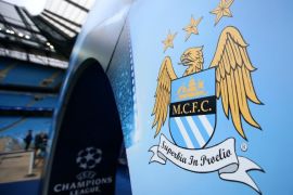MANCHESTER, UNITED KINGDOM - APRIL 12: The Manchester City logo is displayed prior to the UEFA Champions League quarter final second leg match between Manchester City FC and Paris Saint-Germain at the Etihad Stadium on April 12, 2016 in Manchester, United Kingdom. (Photo by Alex Livesey/Getty Images)