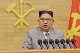 FILE PHOTO: North Korea's leader Kim Jong Un speaks during a New Year's Day speech in this photo released by North Korea's Korean Central News Agency (KCNA) in Pyongyang on January 1, 2018. KCNA/via REUTERS/File Photo ATTENTION EDITORS - THIS PICTURE WAS PROVIDED BY A THIRD PARTY. REUTERS IS UNABLE TO INDEPENDENTLY VERIFY THE AUTHENTICITY, CONTENT, LOCATION OR DATE OF THIS IMAGE. NO THIRD PARTY SALES. NOT FOR USE BY REUTERS THIRD PARTY DISTRIBUTORS. SOUTH KOREA OUT.
