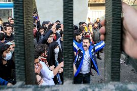 People gather to protest over the high cost of living in Tehran, Iran. Photograph: Anadolu Agency/Getty Images