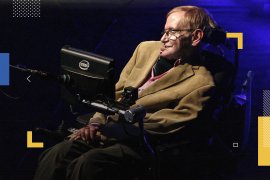epa04413913 British scientist Stephen Hawking is pictured prior to giving his lecture 'The origin of the Universe', at the 2nd Starmus Festival at Adeje town town in Tenerife island, the Canaries, Spain, 23 September 2014. Tenerife's Starmus Festival runs from 22 to 27 September. EPA/CRISTOBAL GARCIA