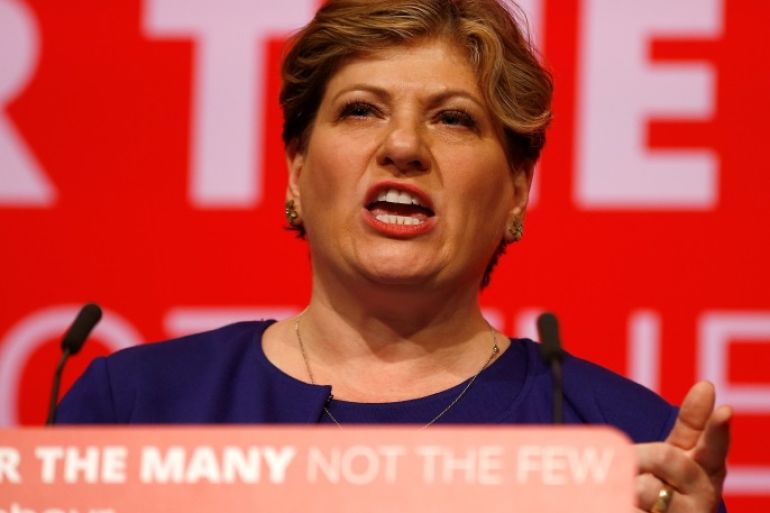 Britain's opposition Labour party shadow foreign secretary, Emily Thornberry speaks at the Labour party Conference in Brighton, Britain, September 25, 2017. REUTERS/Peter Nicholls