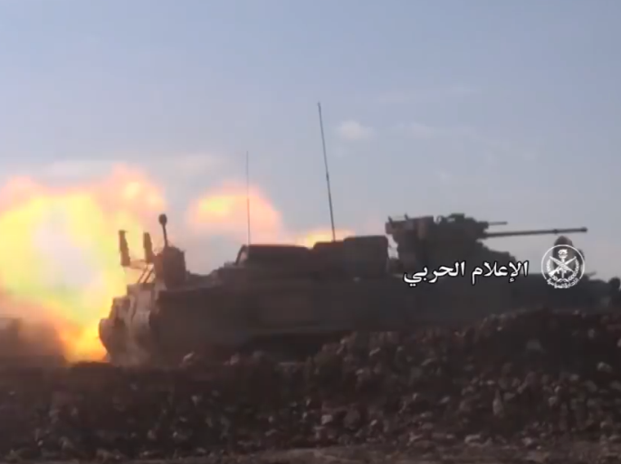 صور بثها إعلام النظام لقوات النظام أثناء المعارك بريف حماة الشرقي