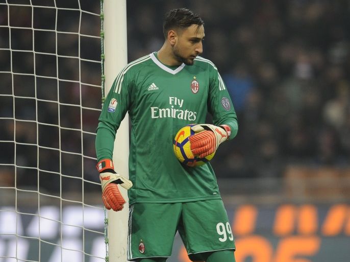 MILAN, MILANO - JANUARY 31: Gianluigi Donnarumma of AC Milan during the TIM Cup match between AC Milan and SS Lazio at Stadio Giuseppe Meazza on January 31, 2018 in Milan, Italy. (Photo by Marco Rosi/Getty Images)