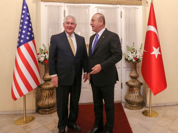 Turkish Foreign Minister Mevlut Cavusoglu meets U.S. Secretary of State Rex Tillerson in Ankara, Turkey, February 16, 2018. REUTERS/Cem Ozdel/Pool