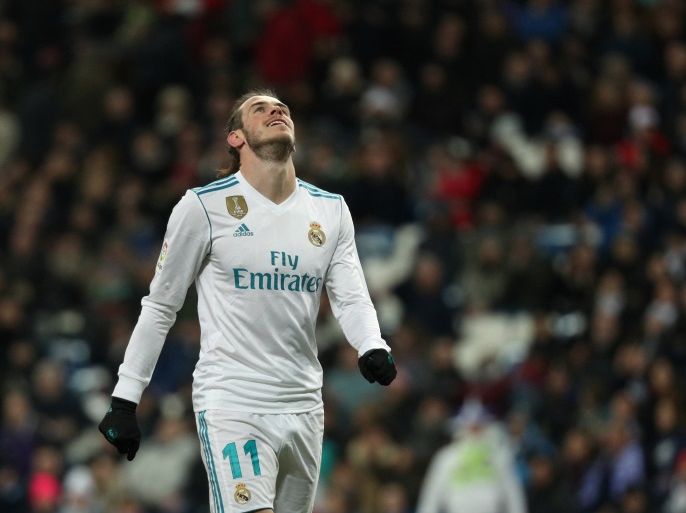 Soccer Football - La Liga Santander - Real Madrid vs Real Sociedad - Santiago Bernabeu, Madrid, Spain - February 10, 2018 Real Madrid’s Gareth Bale reacts REUTERS/Sergio Perez