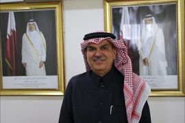 غزة، فبراير 2018، السفير محمد العمادي، رئيس لجنة إعادة إعمار غزة بوزارة الخارجية القطرية.