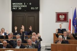 Senators vote during a senate session about supreme court legislation at the Polish parliament in Warsaw, Poland, July 22, 2017. Agencja Gazeta/Slawomir Kaminskivia REUTERS ATTENTION EDITORS - THIS IMAGE HAS BEEN SUPPLIED BY A THIRD PARTY. POLAND OUT. TPX IMAGES OF THE DAY