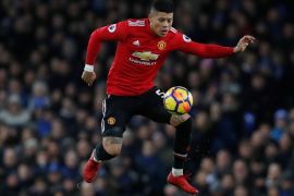 Soccer Football - Premier League - Everton vs Manchester United - Goodison Park, Liverpool, Britain - January 1, 2018 Manchester United's Marcos Rojo in action Action Images via Reuters/Lee Smith EDITORIAL USE ONLY. No use with unauthorized audio, video, data, fixture lists, club/league logos or