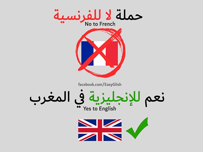 حملة إلكترونية بالمغرب للمطالبة بجعل الانجليزية اللغة الأجنبية الأولى في النظام التعليمي عِوَض الفرنسية ( الصورة من مواقع التواصل الاجتماعي).