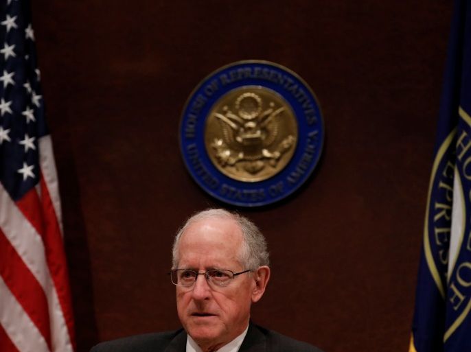 Rep. Mike Conaway (R-TX) looks on as executives appear before the House Intelligence Committee to answer questions related to Russian use of social media to influence U.S. elections, on Capitol Hill in Washington, U.S., November 1, 2017. REUTERS/Aaron P. Bernstein