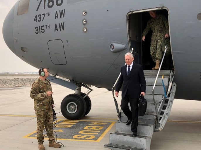U.S. Defense Secretary Jim Mattis lands in Kabul on March 13, 2018 on an unannounced trip to Afghanistan. REUTERS/Phil Stewart