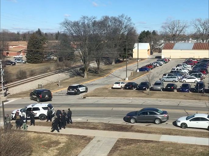 The site of shooting at Central Michigan University is seen, in Mount Pleasant, U.S., March 2, 2018 in this picture obtained from social media. COURTESY of GRANT POLMANTEER /via REUTERS THIS IMAGE HAS BEEN SUPPLIED BY A THIRD PARTY. MANDATORY CREDIT. NO RESALES. NO ARCHIVES