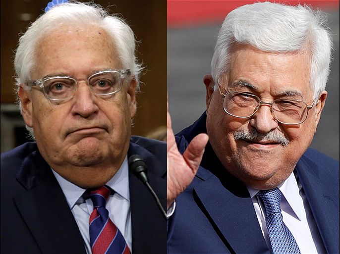 كومبو ما بين السفير الأميركي في القدس   David Friedman   والرئيس الفلسطيني محمود عباس