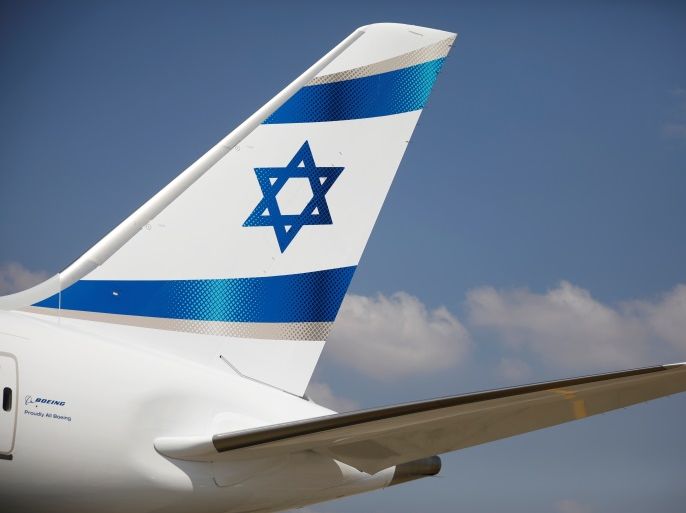 An Israeli flag is seen on the first of Israel's El Al Airlines order of 16 Boeing 787 Dreamliner jets, as it lands at Ben Gurion International Airport, near Tel Aviv, Israel August 23, 2017. REUTERS/Amir Cohen