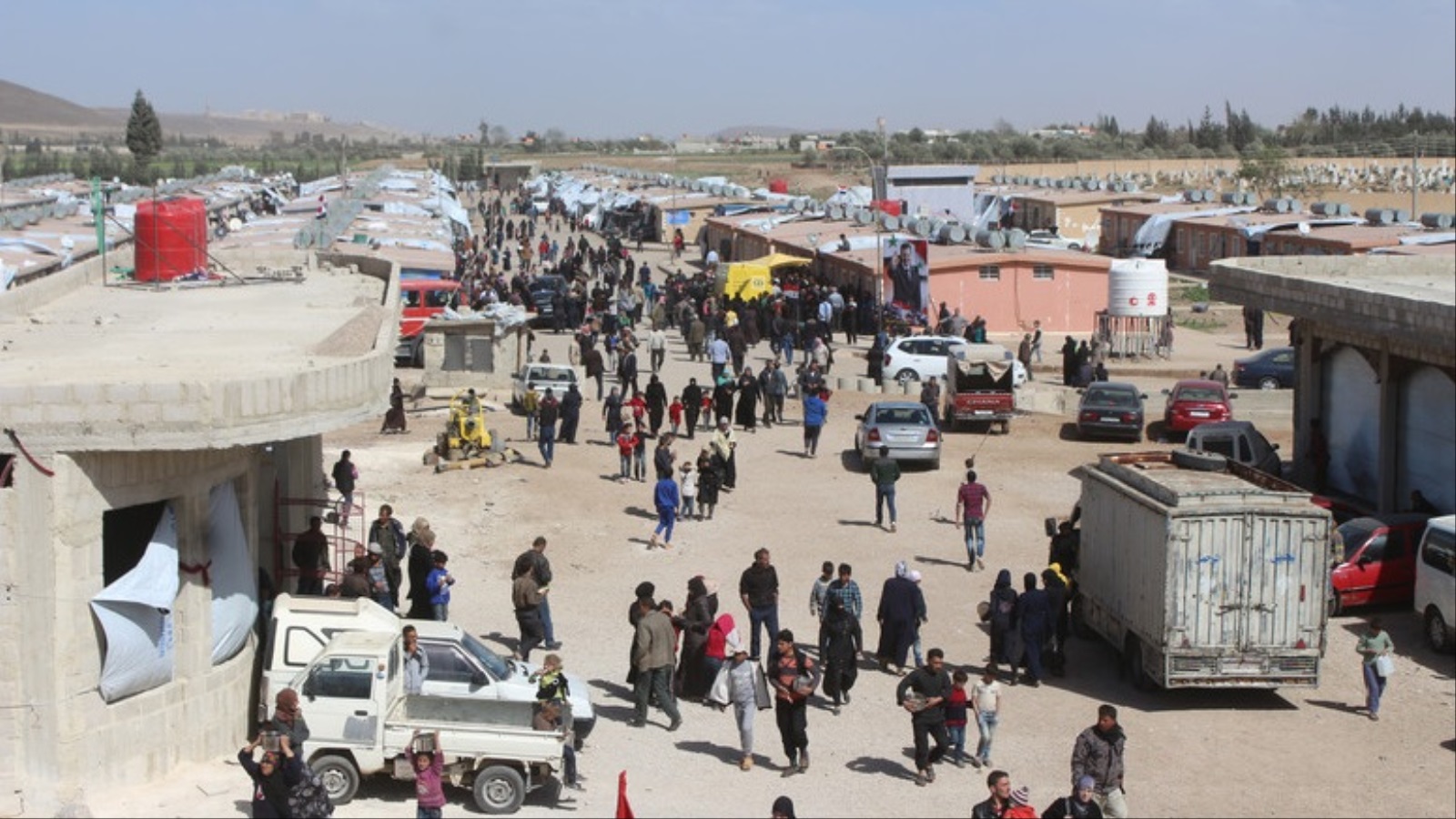 ‪مهجرو الغوطة الشرقية داخل مخيم حرجلة في ريف دمشق الجنوبي‬ (الأوروبية)