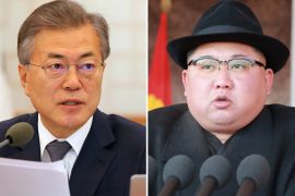 كومبو بين زعيم كوريا الشمالية Kim Jong-un ورئيس كوريا الجنوبية Moon Jae-in
