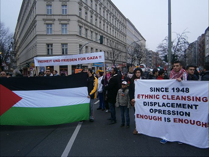 فلسطينيون يتظاهرون في برلين بذكرى النكبة.