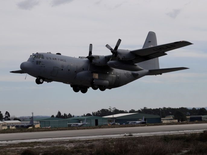 A C-130 Hercules takes off during the Real Thaw 2018 exercise at Air Base number 5 in Monte Real, Portugal February 6, 2018. REUTERS/Rafael Marchante