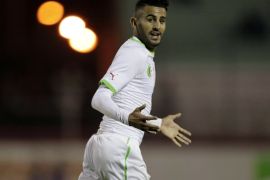 Algeria's Mahrez Ryad celebrates after scoring against Malawi during their African Nations Cup qualifying soccer match at Tchaker Stadium in Blida October 15, 2014. REUTERS/Louafi Larbi (ALGERIA - Tags :SPORT SOCCER)