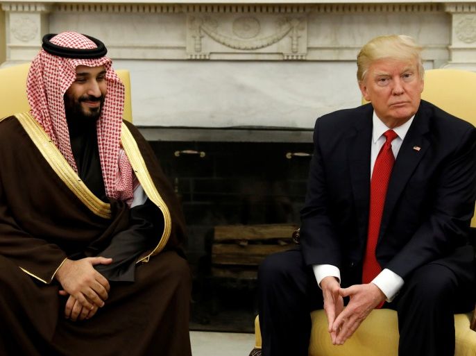 U.S. President Donald Trump meets with Saudi Deputy Crown Prince and Minister of Defense Mohammed bin Salman in the Oval Office of the White House in Washington, U.S., March 14, 2017. REUTERS/Kevin Lamarque