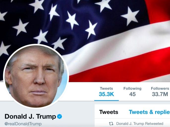 The masthead of U.S. President Donald Trump's @realDonaldTrump Twitter account is seen on July 11, 2017. @realDonaldTrump/Handout via REUTERS ATTENTION EDITORS - THIS IMAGE WAS PROVIDED BY A THIRD PARTY
