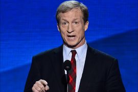 epa03385224 California businessman Tom Steyer speaks on energy at the Democratic National Convention in Charlotte, North Carolina, USA, 05 September 2012. President Barack Obama will be nominated to run for a second term at the convention. EPA/TANNEN MAURY