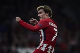 MADRID, SPAIN - APRIL 05: Antoine Griezmann of Atletico de Madrid reacts after a shot during the UEFA Europa League quarter final leg one match between Club Atletico Madrid and Sporting CP at Wanda Metropolitano stadium on April 5, 2018 in Madrid, Spain. (Photo by Gonzalo Arroyo Moreno/Getty Images) *** Local Caption *** Antoine Griezmann